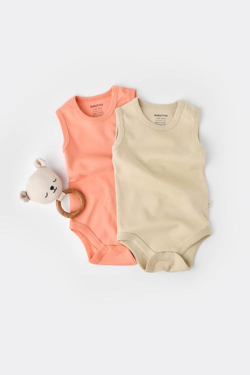 2 Pcs Cotton Sleeveless Bodysuits