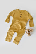 Pants & Long Sleeve T-shirt Set With Buttons