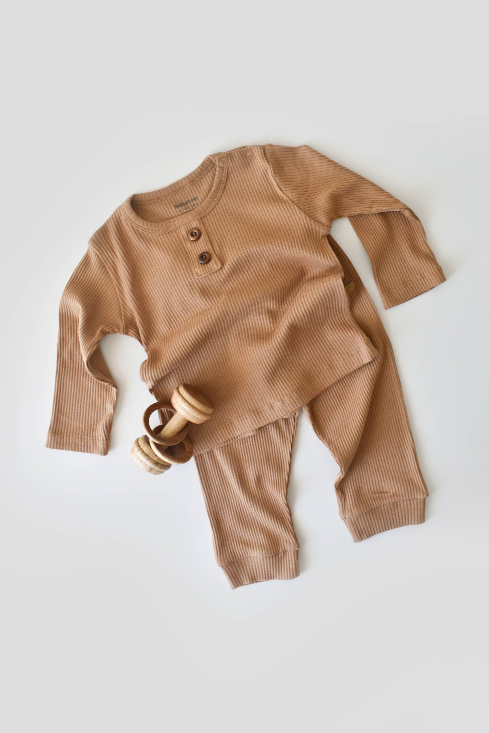 Pants & Long Sleeve T-shirt Set With Buttons