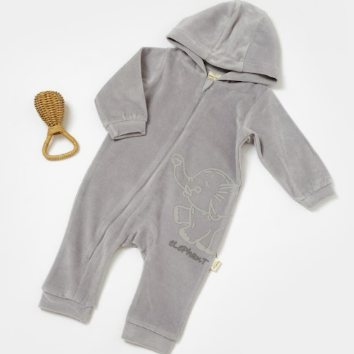 Velvet Hooded Zippered Romper